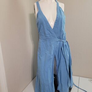 J. Crew Small dress wrap open front v-neck sleeveless belt linen adjustable tall